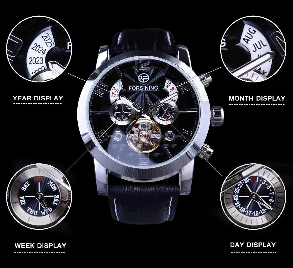 5 Hands Tourbillion Wave Dial Men’s Watches with Multi-Function Display