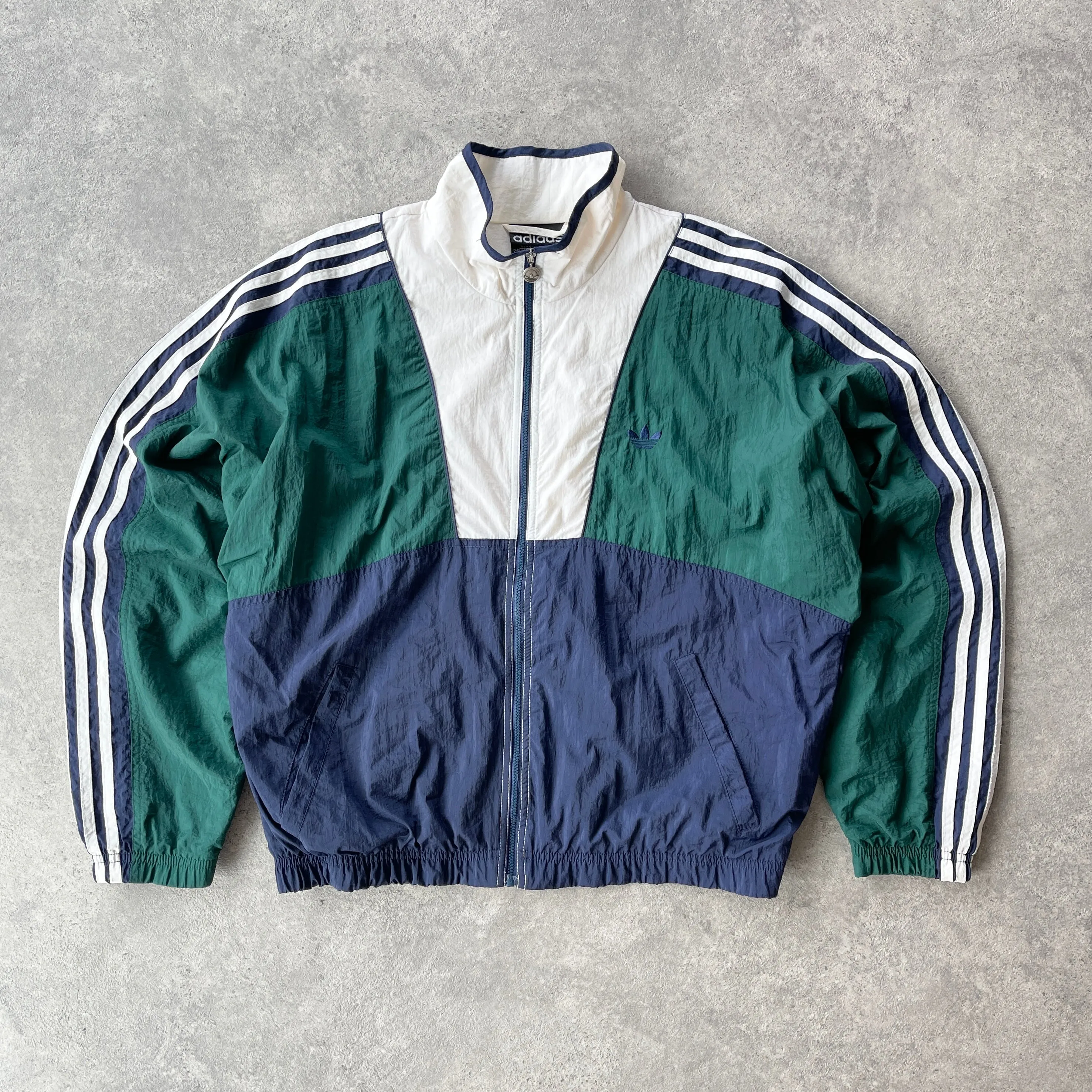 Adidas 1990s lightweight colour block embroidered shell jacket (M)