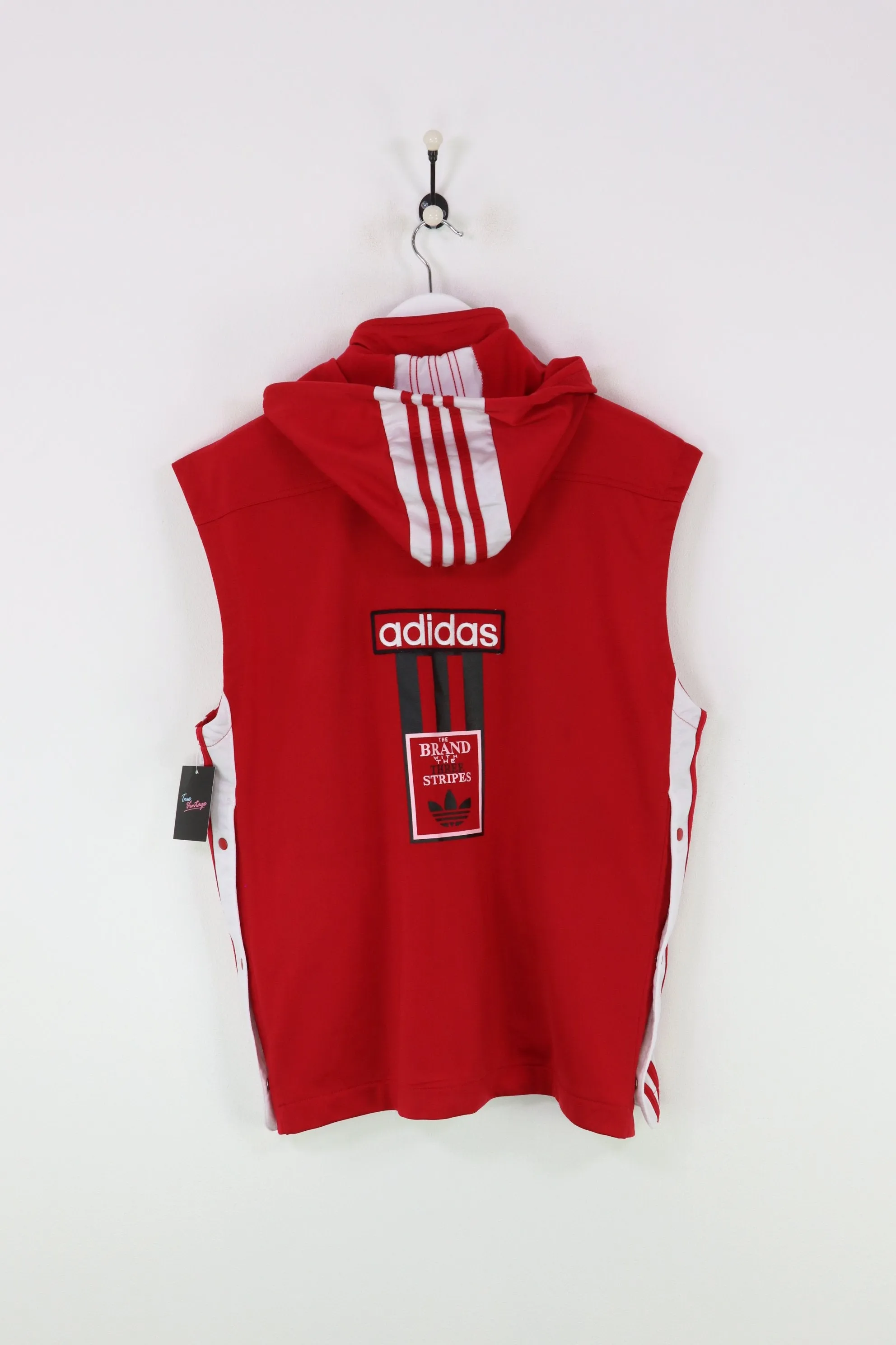 Adidas Sleeveless Popper Track Jacket Red Large