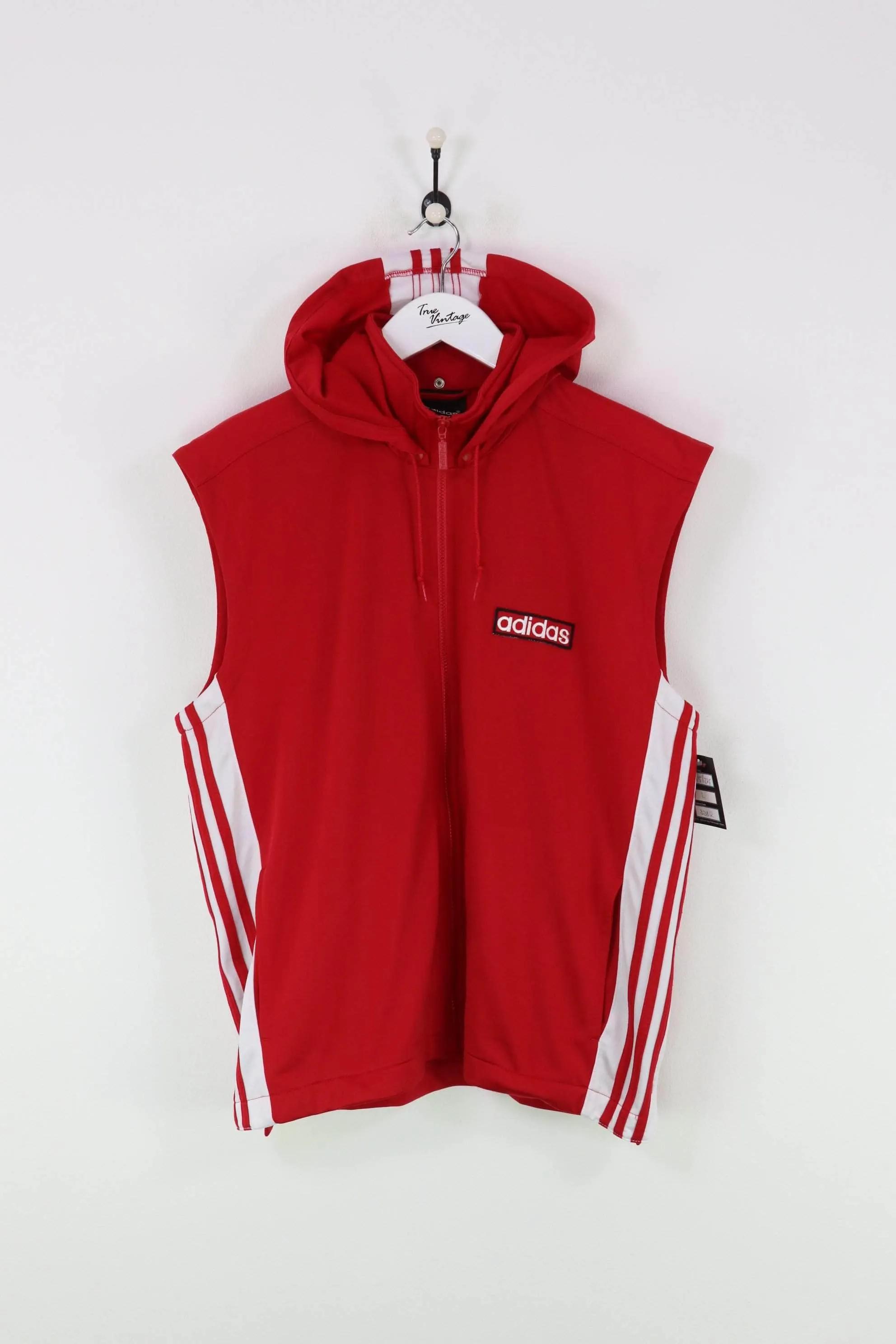 Adidas Sleeveless Popper Track Jacket Red Large