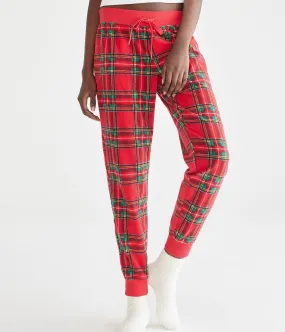 Aeropostale Womens' Plaid Polyfleece Sleep Joggers - Red - Size XL - Polyester - Teen Fashion & Clothing Cherry Wine