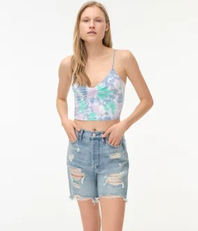 Aeropostale Womens' Seriously Soft Tie-Dye Twist-Front Cropped Tank - Light Blue - Size L - Cotton - Teen Fashion & Clothing Skylark Blue