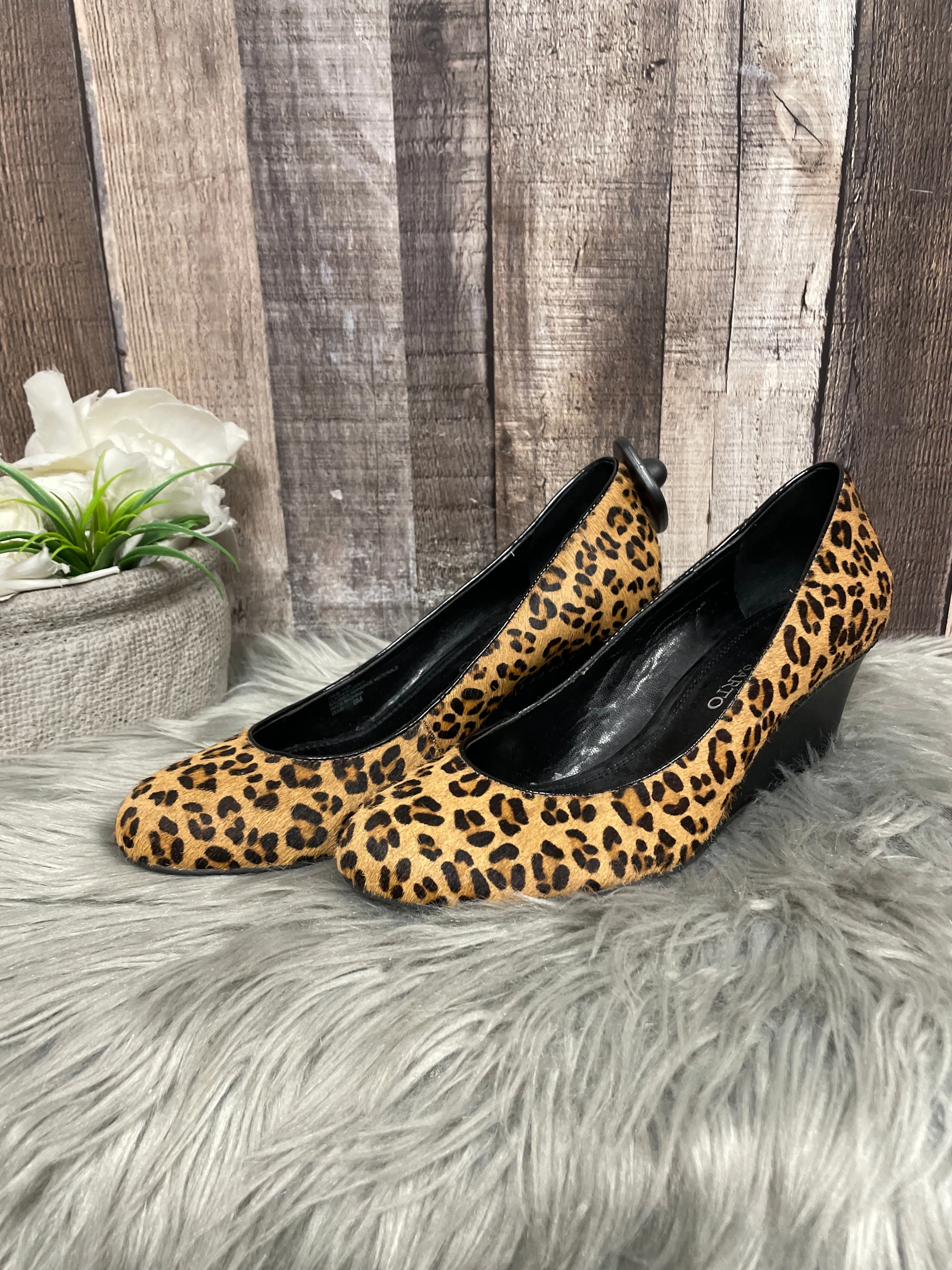 Animal Print Shoes Heels Wedge Franco Sarto, Size 8