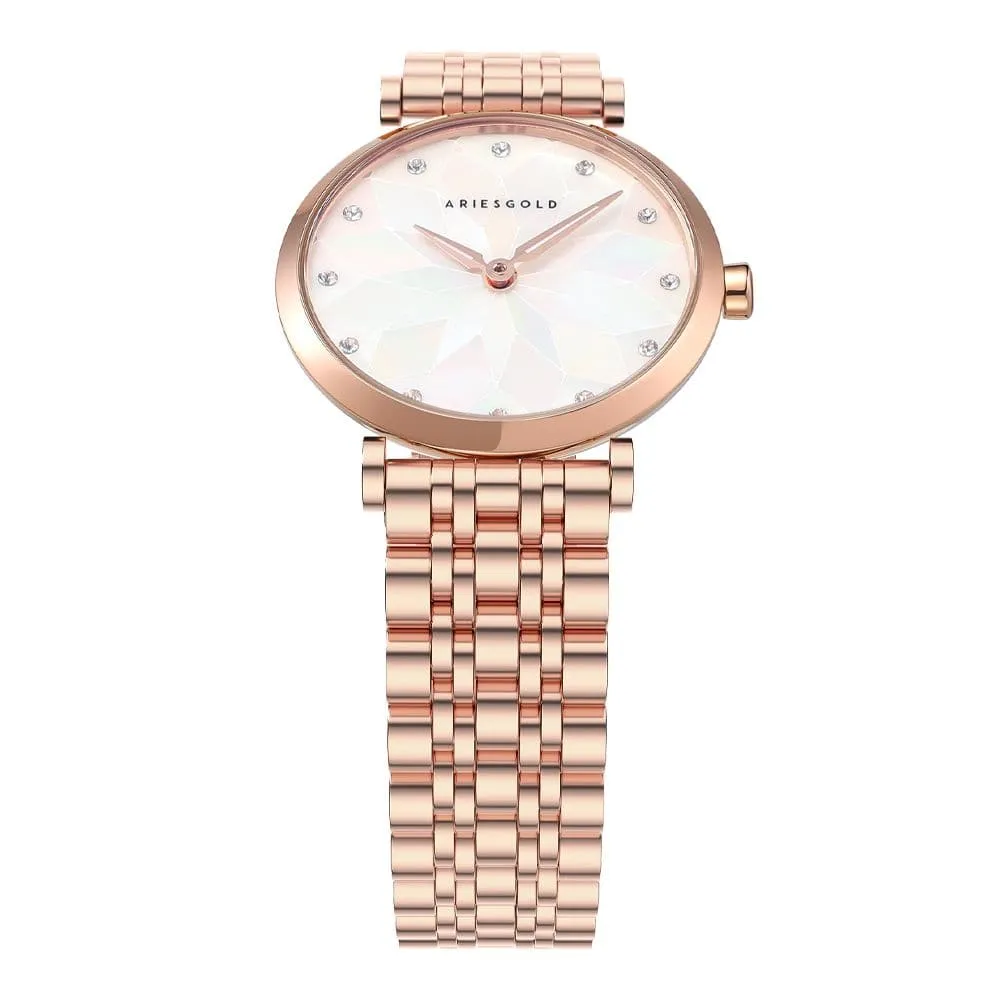 Aries Gold Draliet Rose Gold Stainless Steel Strap Women Majestic Watches L 5042 RG-P2