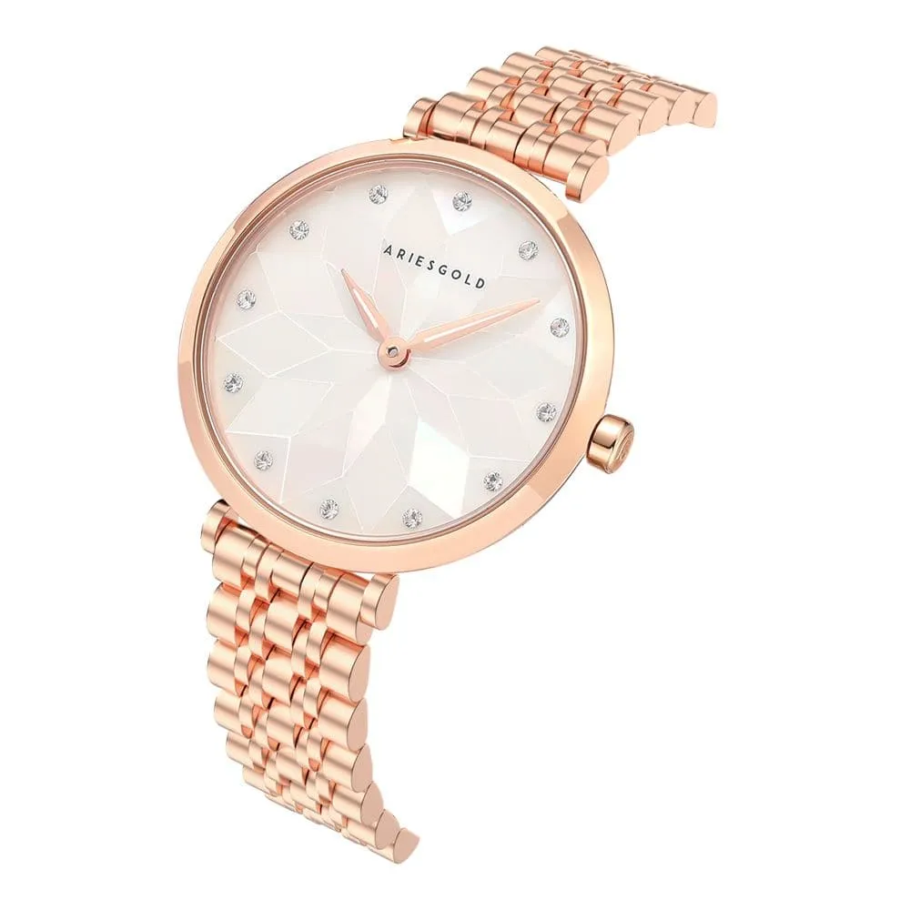 Aries Gold Draliet Rose Gold Stainless Steel Strap Women Majestic Watches L 5042 RG-P2