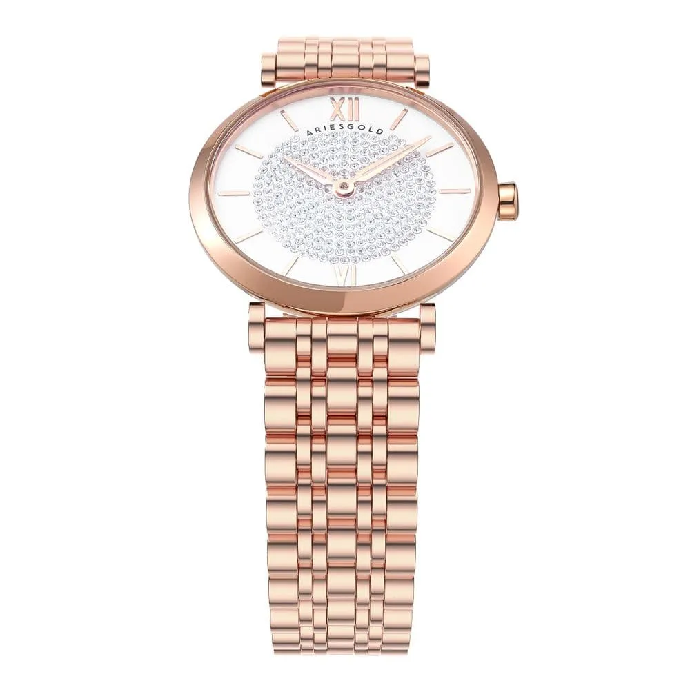 Aries Gold Draliet Rose Gold Stainless Steel Strap Women Majestic Watches L 5042 RG-W