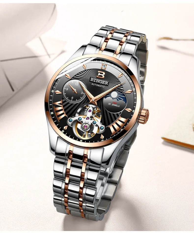 Automatic Mechanical Skeleton Waterproof Wrist Watches for Men