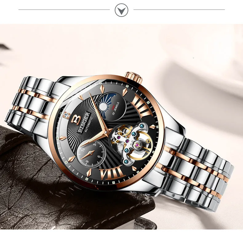 Automatic Mechanical Skeleton Waterproof Wrist Watches for Men