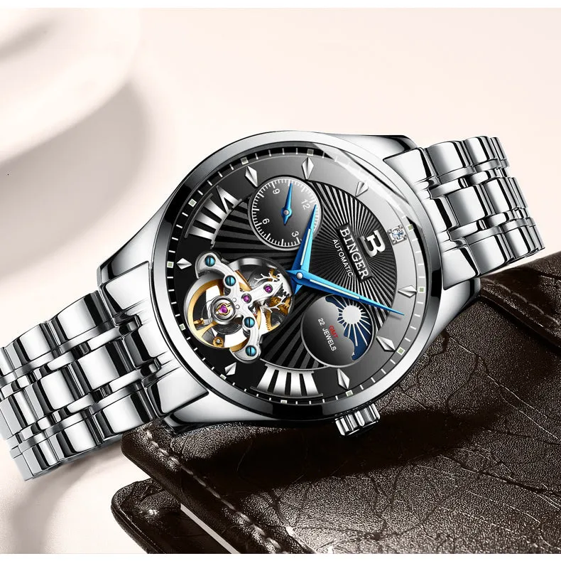 Automatic Mechanical Skeleton Waterproof Wrist Watches for Men