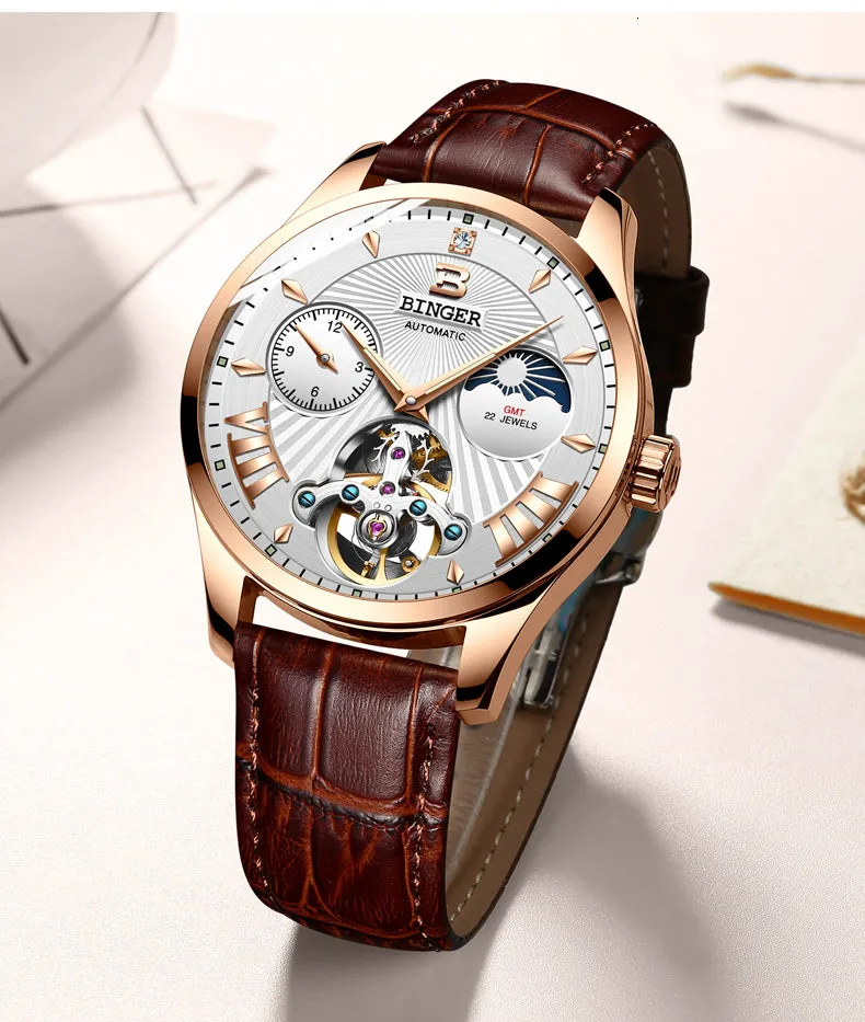 Automatic Mechanical Skeleton Waterproof Wrist Watches for Men