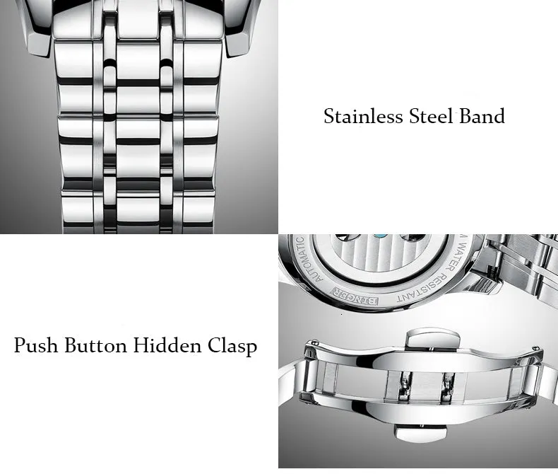 Automatic Mechanical Skeleton Waterproof Wrist Watches for Men