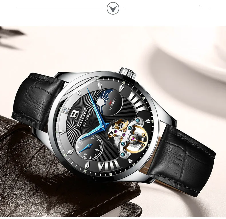 Automatic Mechanical Skeleton Waterproof Wrist Watches for Men