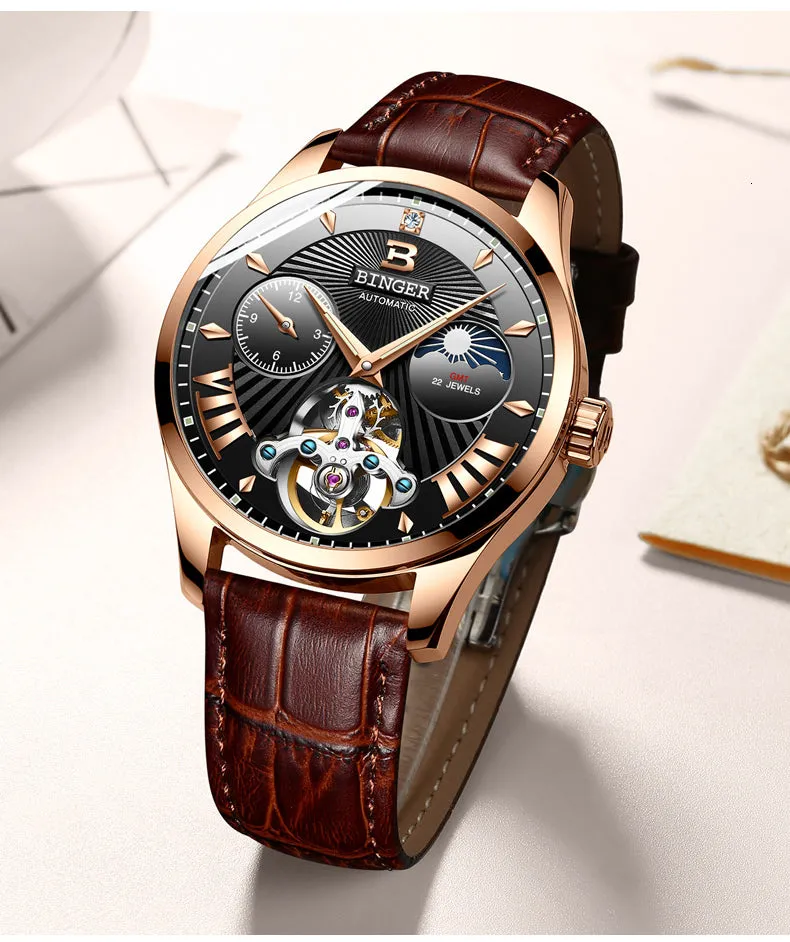 Automatic Mechanical Skeleton Waterproof Wrist Watches for Men