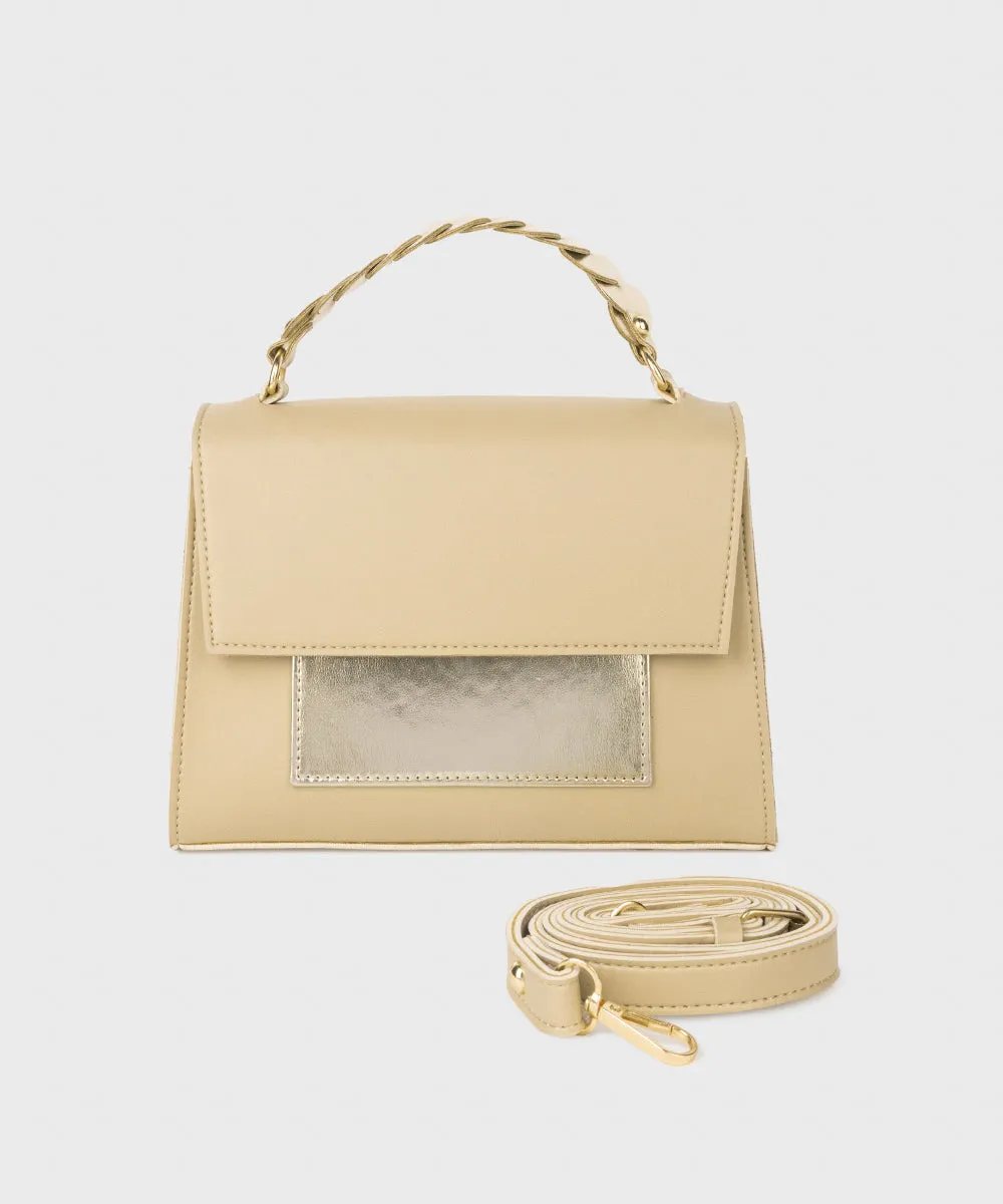 Beige Top Handle Bag