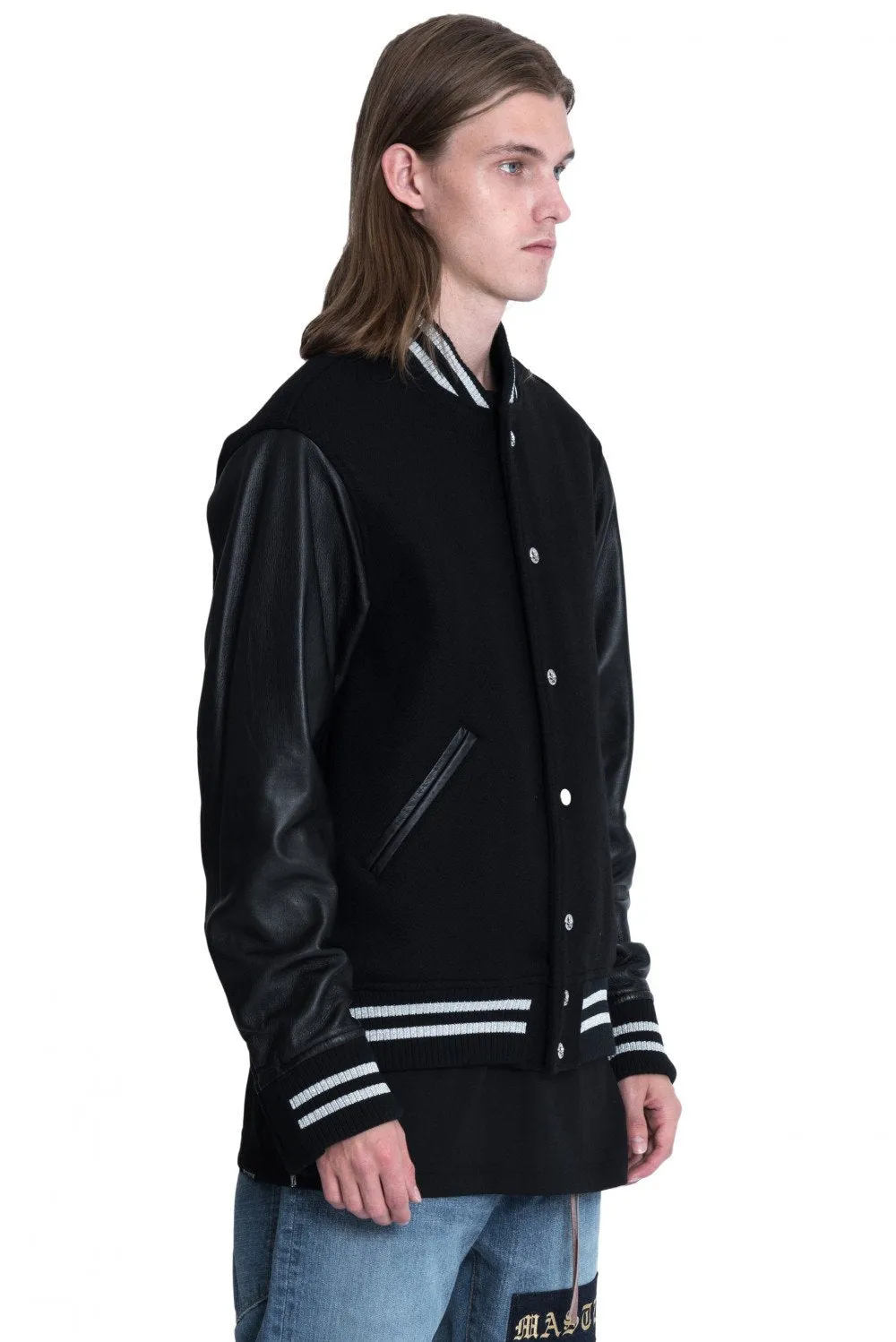 Black Cashmere Varsity Jacket