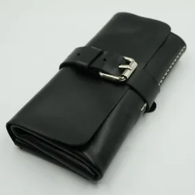 Black Leather Watch Roll for 3 watches