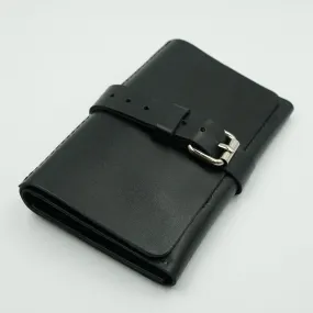 Black Leather Wide Watch Roll for 3 watches