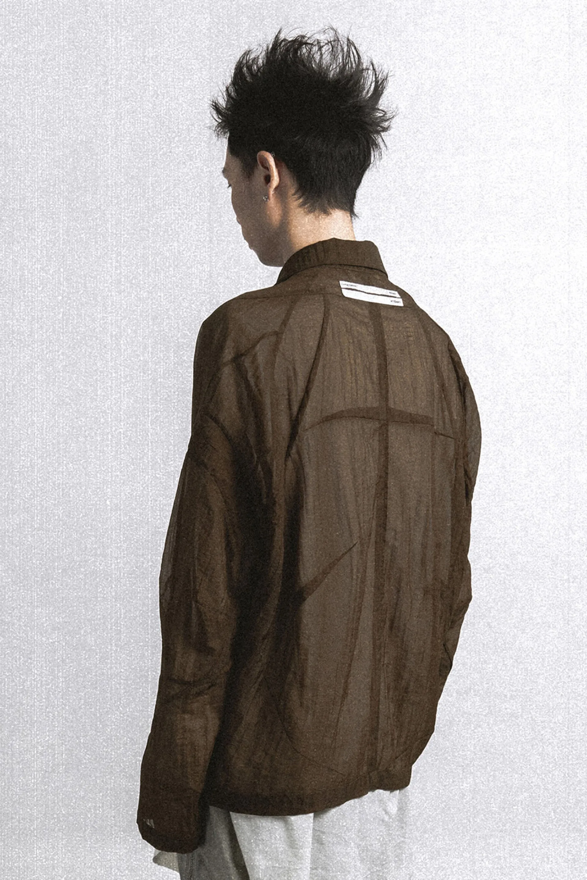 Brown Cocoon Shape Translucent Jacket