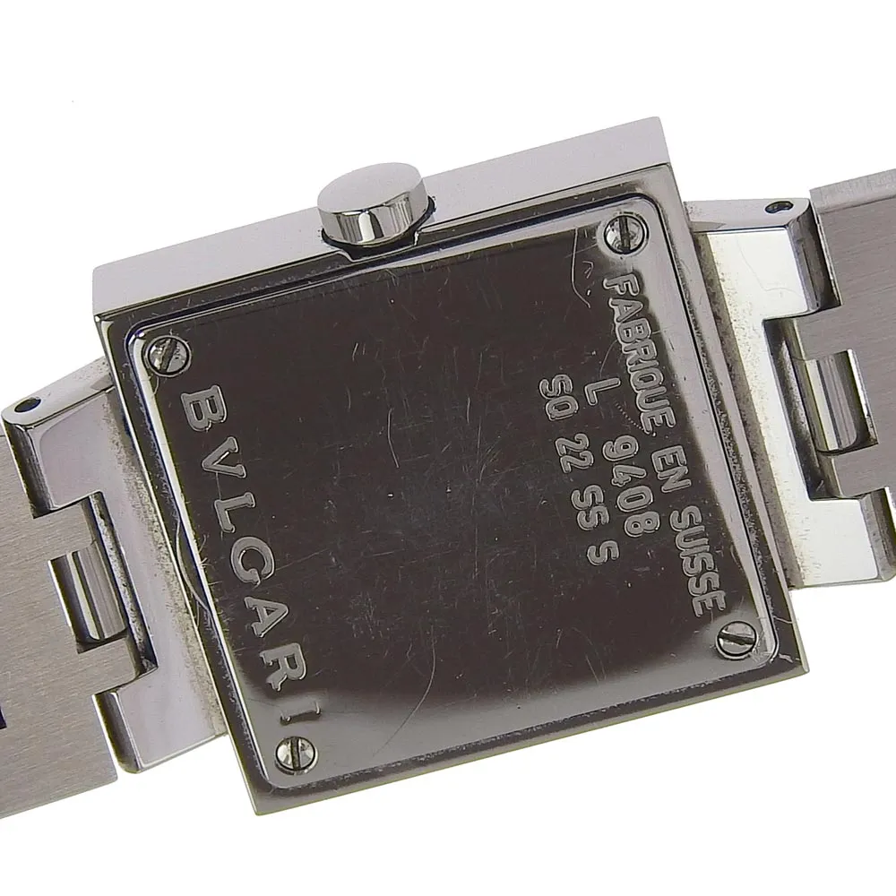 BVLGARI Watches Quartz SQ22SS Stainless Steel Silver Quadlard black dial Women Used Authentic