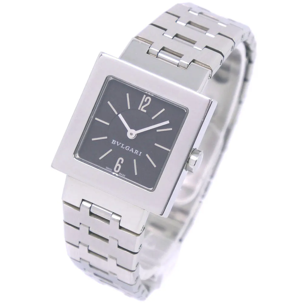 BVLGARI Watches Quartz SQ22SS  Stainless Steel Silver Quadlard black dial Women Used Authentic