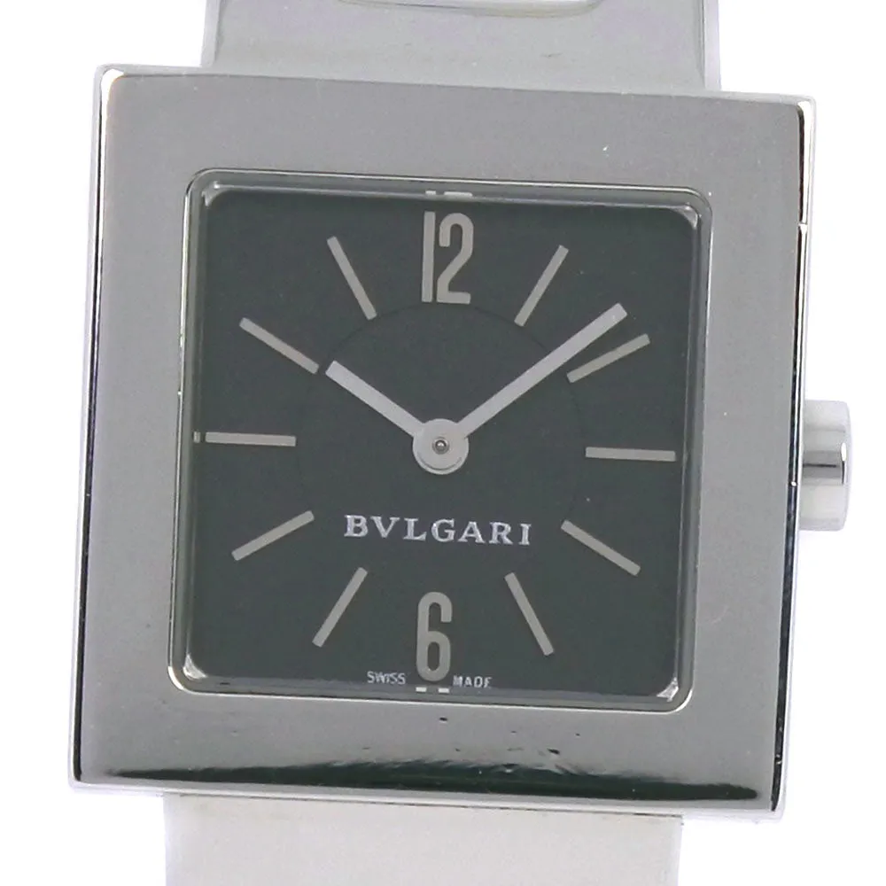 BVLGARI Watches Quartz SQ22SS  Stainless Steel Silver Quadlard black dial Women Used Authentic