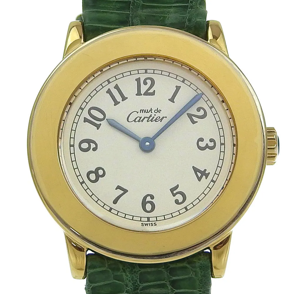 CARTIER Watches Quartz 1811 Silver925 , Leather gold cal.157.06 Vermeille Must Rondo White dial Women Used Authentic