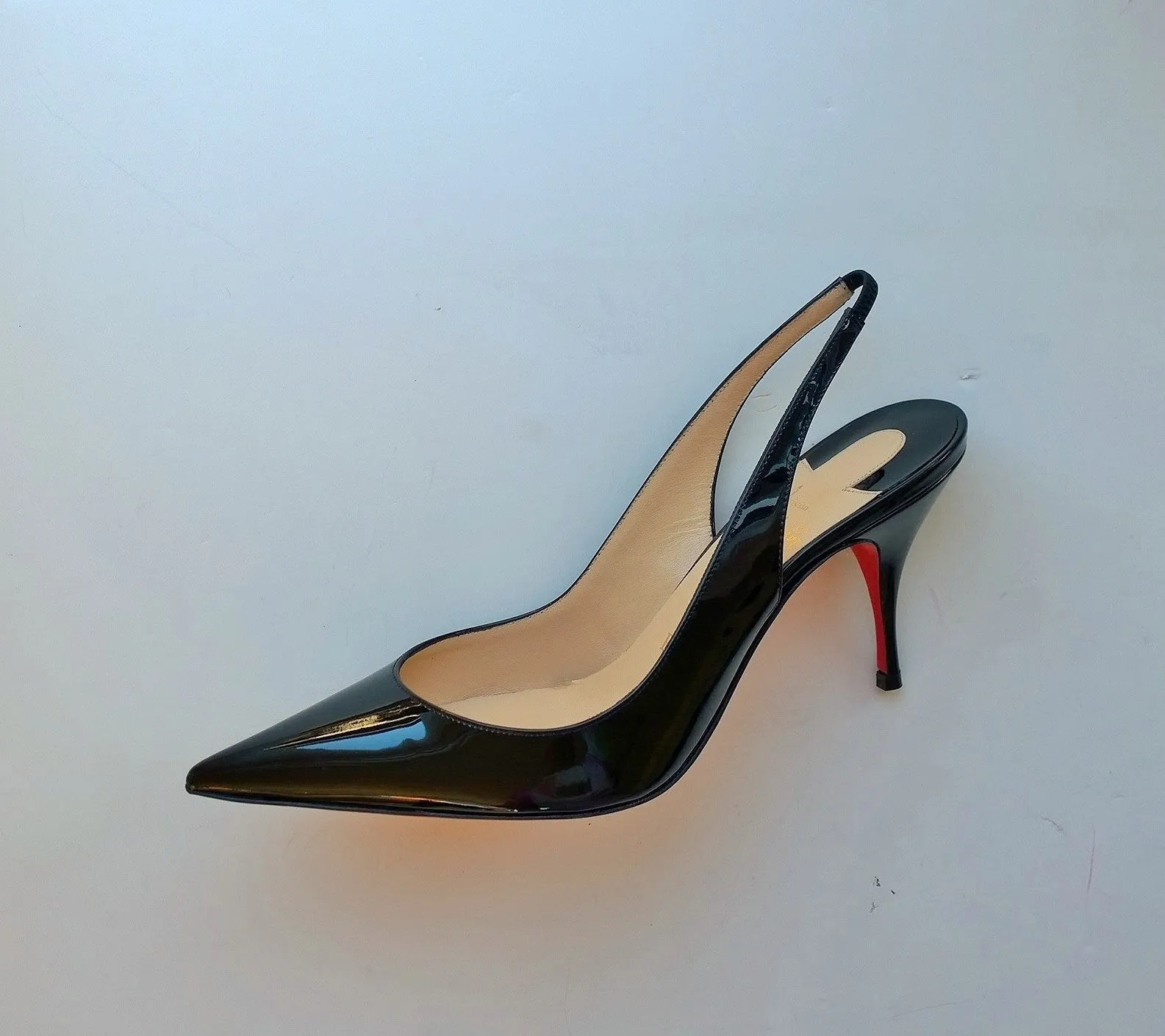 Christian Louboutin Clare 80 Black Patent Slingback Heels new shoes