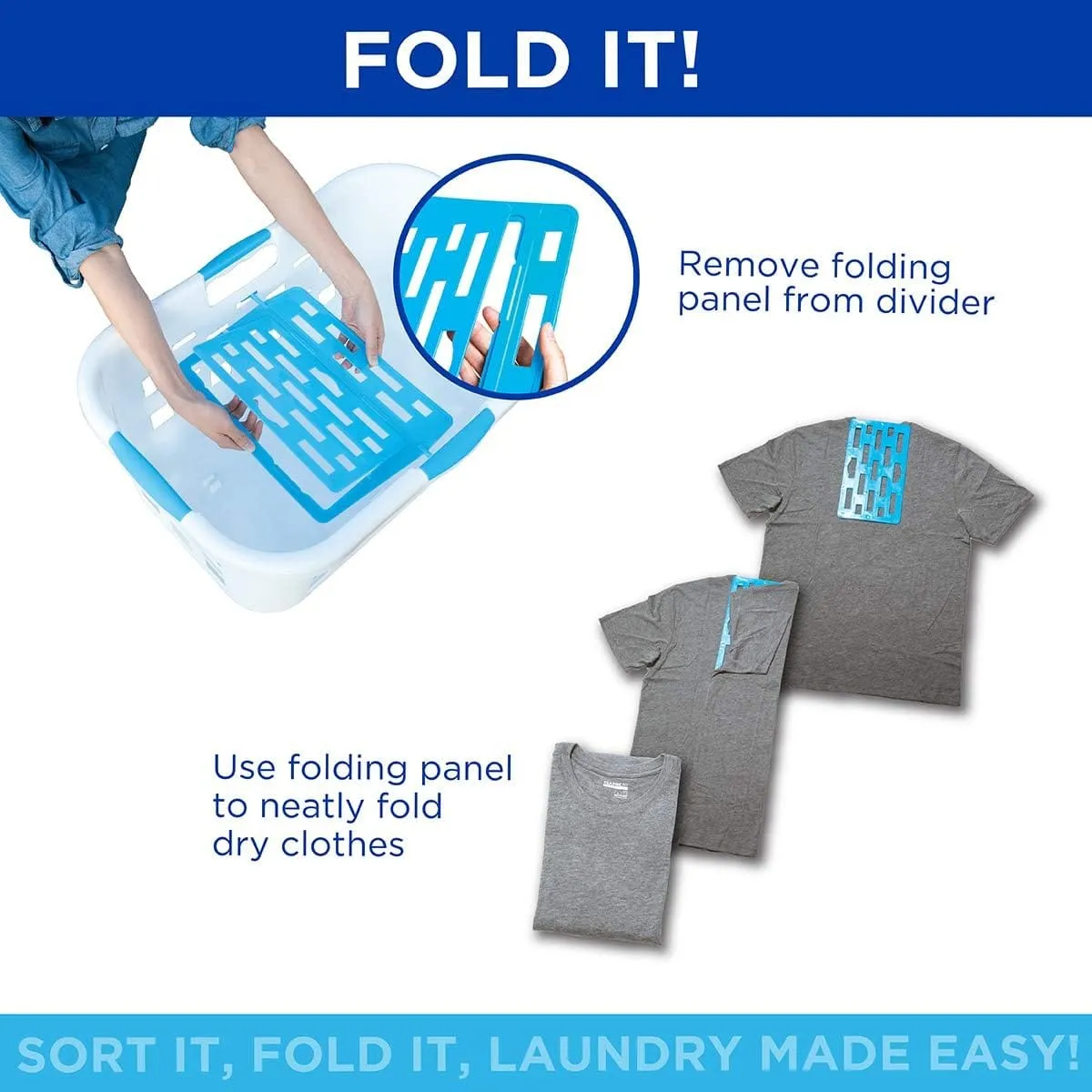 Clorox Plastic Laundry Baskets with Divider, 2-in-1 Sorter and Clothing Folding Board | Odor Protection & Comfort Grip Handles | 2-Bushel Hamper Storage, Wide - 74973276086