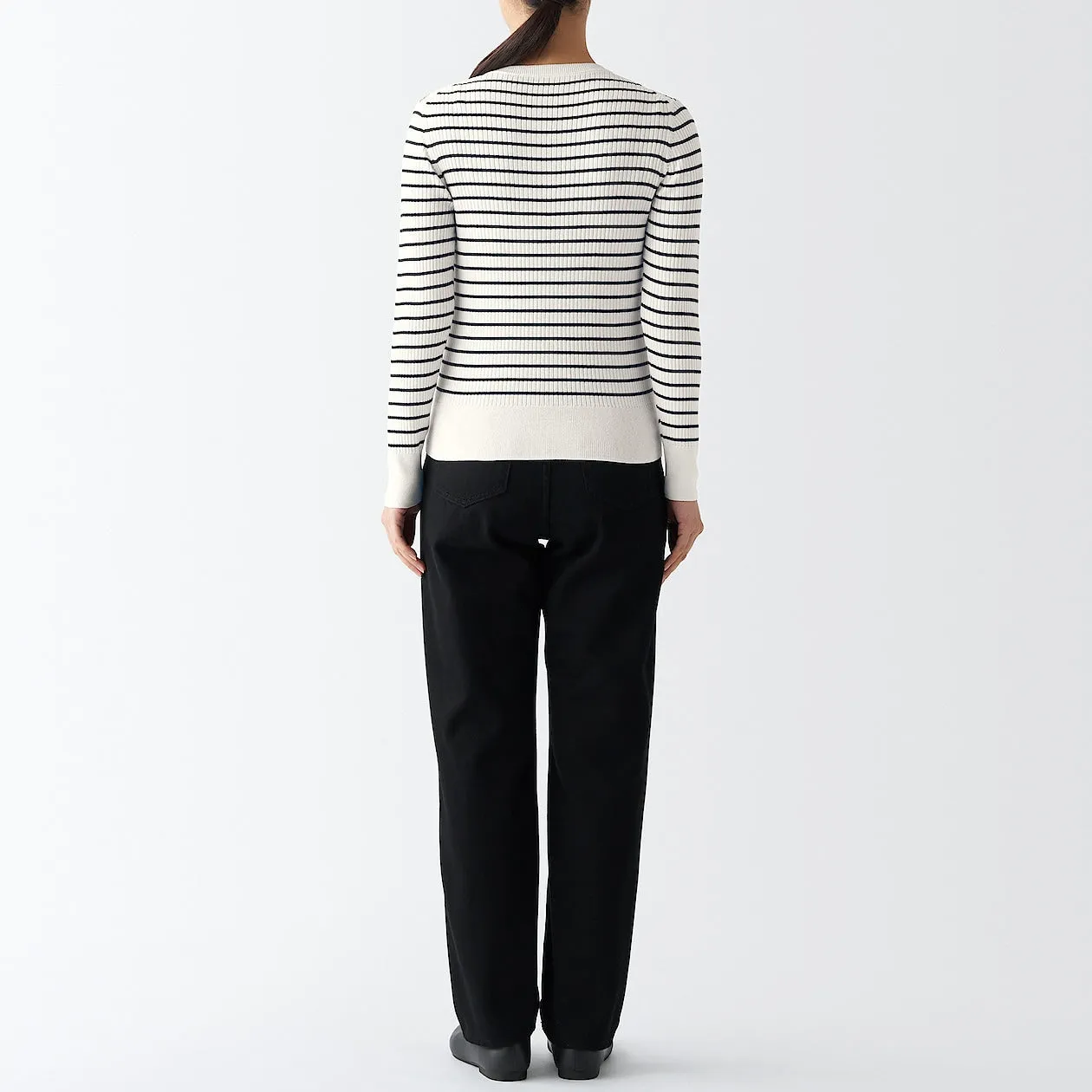 Cotton Silk Ribbed Crewneck Cardigan