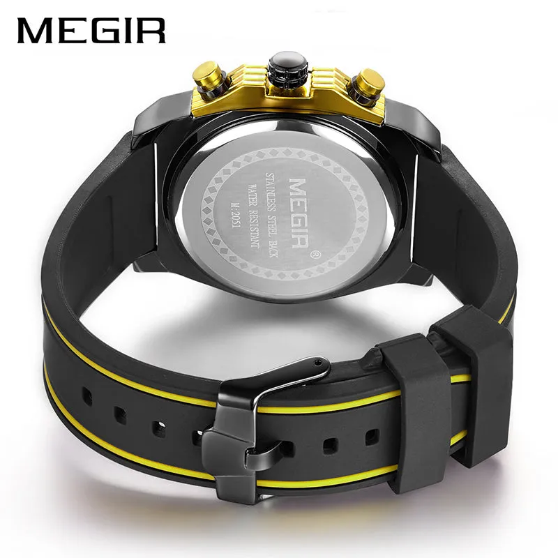 Creative MEGIR Race Chronograph Sport Watch Men Silicone Army Military Wrist Watches Clock Men Top Brand Luxury Relogio Masculino