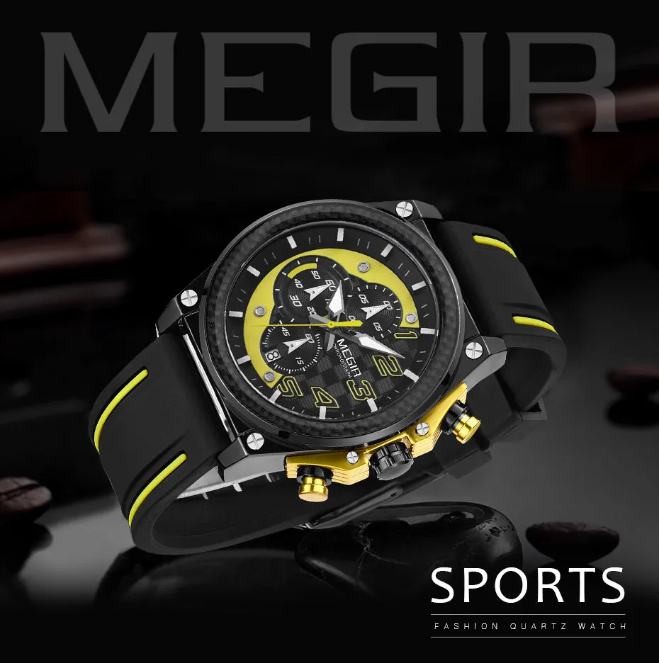 Creative MEGIR Race Chronograph Sport Watch Men Silicone Army Military Wrist Watches Clock Men Top Brand Luxury Relogio Masculino