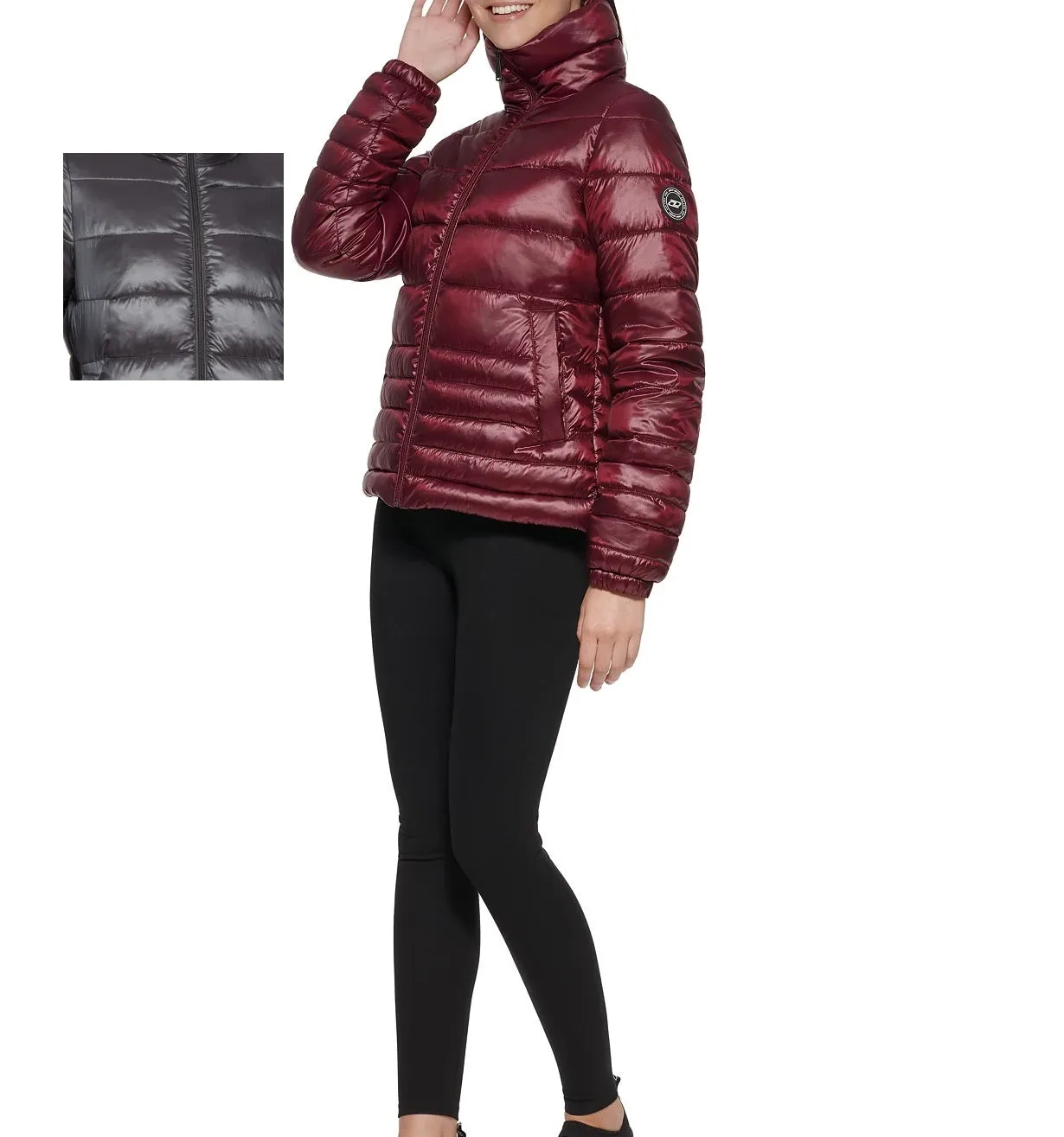 Dkny Sport Women's Packable Puffer Jacket, Magnet, XL