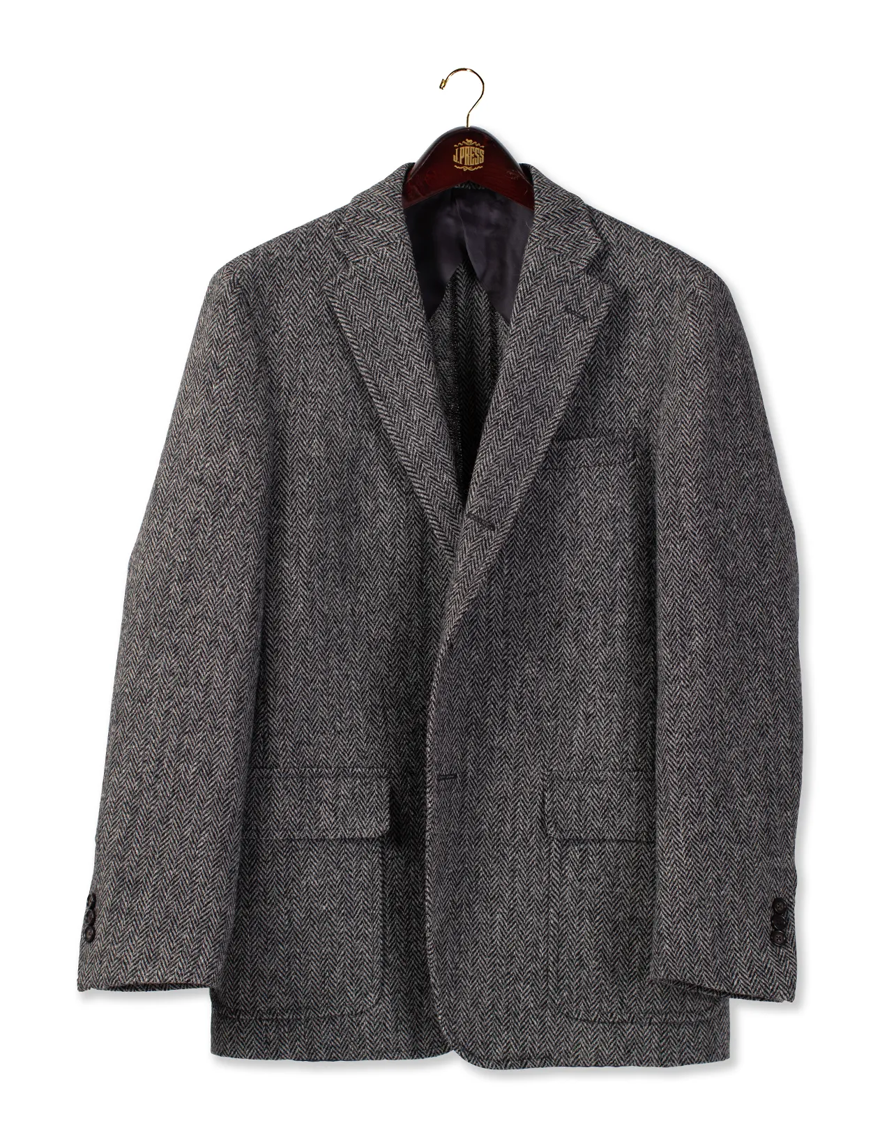 HARRIS TWEED BLACK/WHITE HERRINGBONE SPORT COAT - CLASSIC FIT