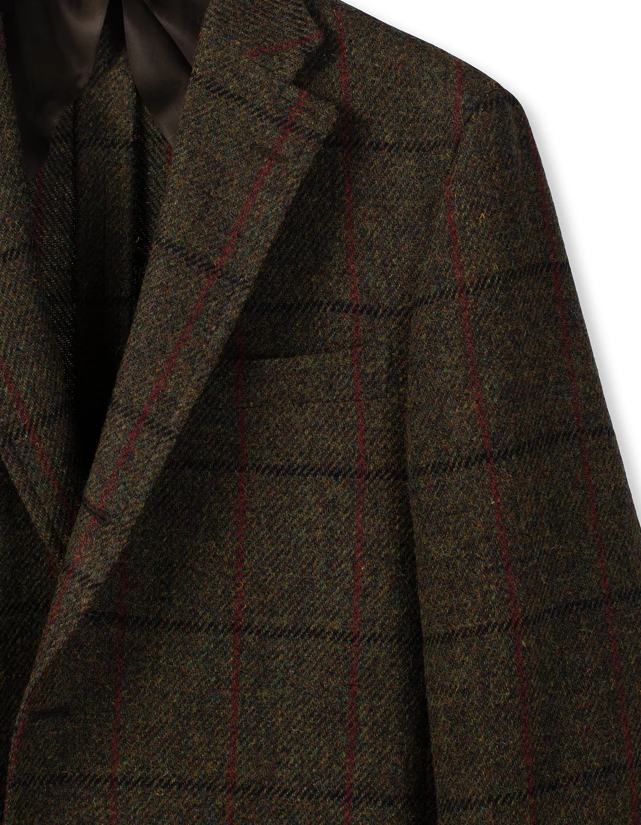 HARRIS TWEED OLIVE WINDOWPANE SPORT COAT - CLASSIC FIT