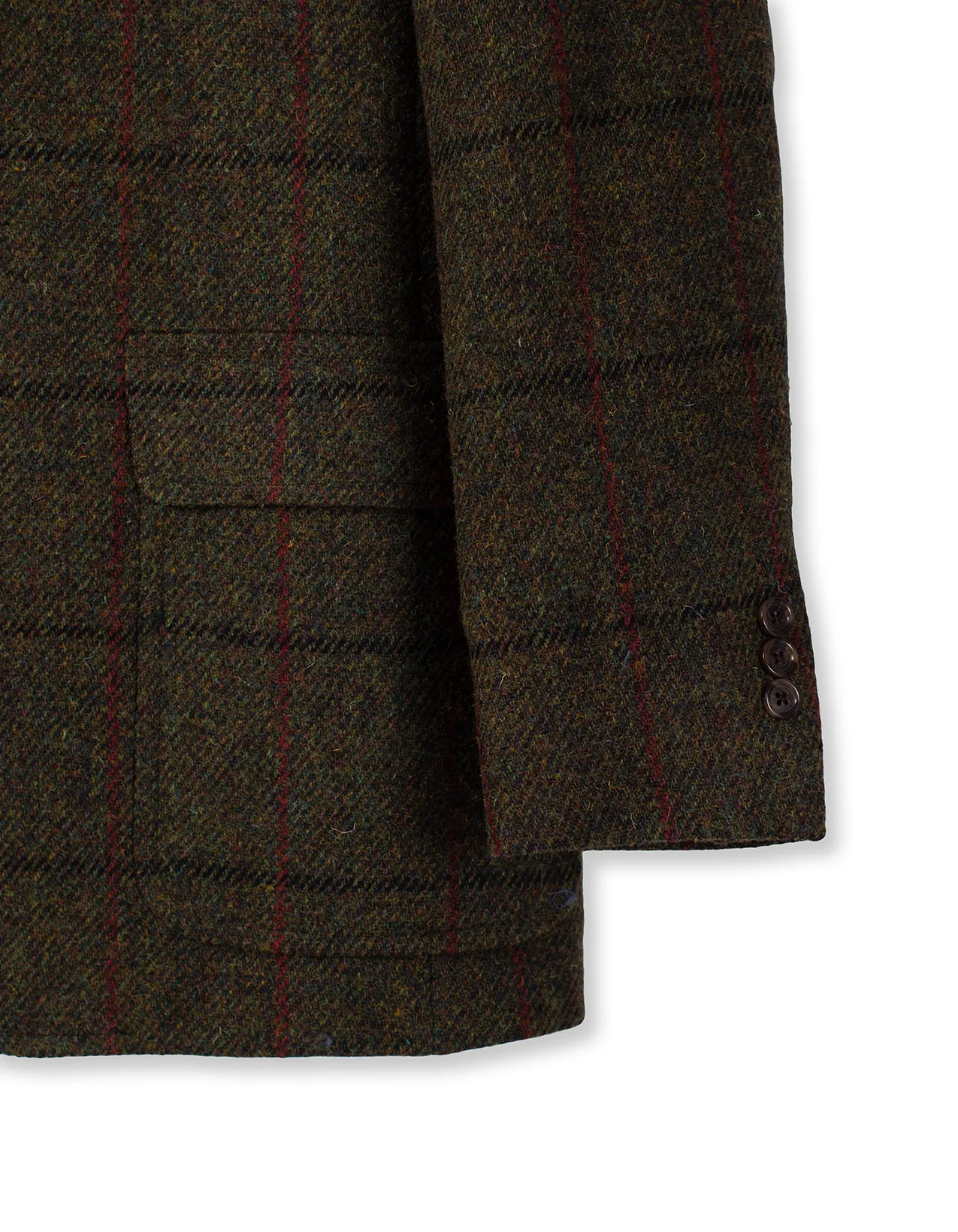 HARRIS TWEED OLIVE WINDOWPANE SPORT COAT - CLASSIC FIT