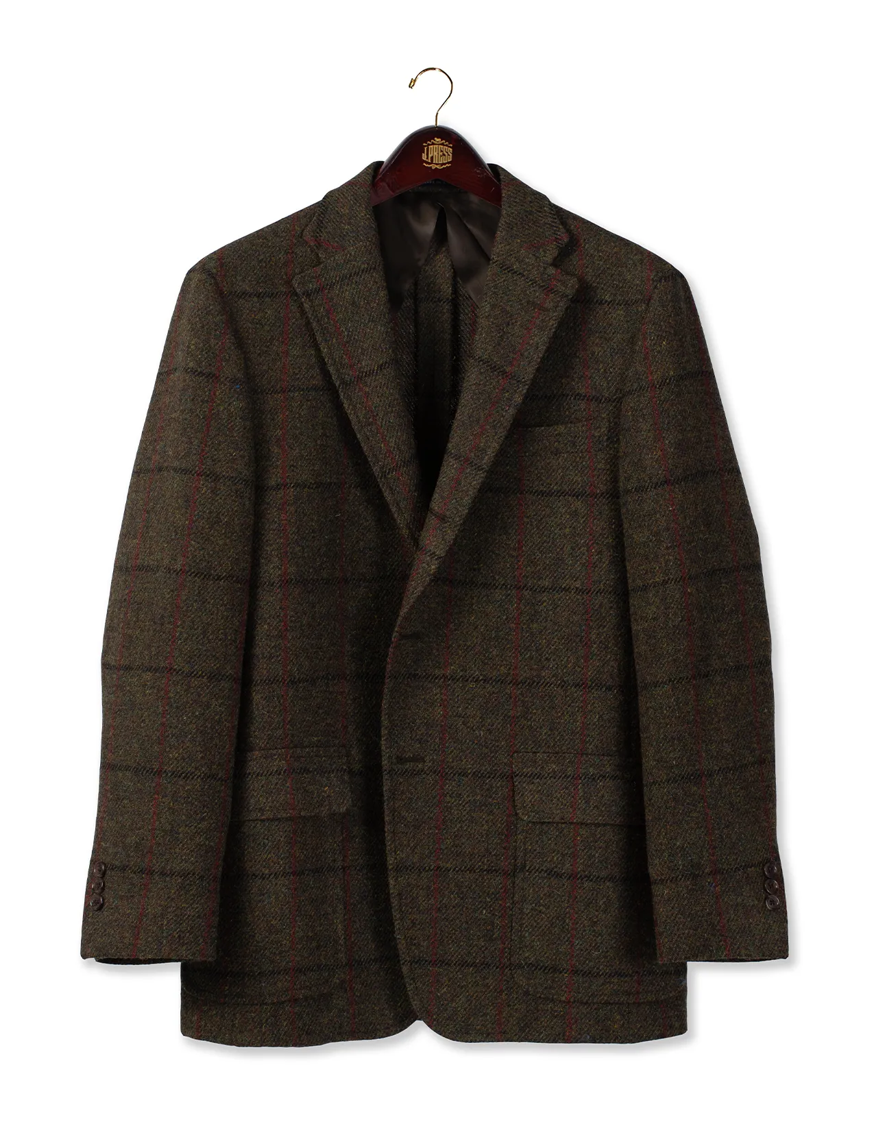 HARRIS TWEED OLIVE WINDOWPANE SPORT COAT - CLASSIC FIT