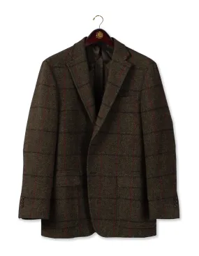 HARRIS TWEED OLIVE WINDOWPANE SPORT COAT - CLASSIC FIT