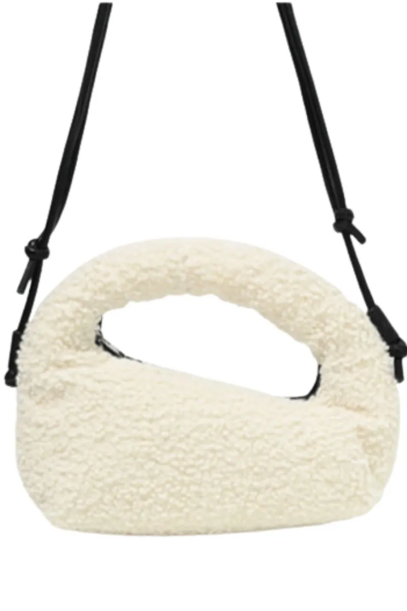 Ivory Shearling Bagel Bag