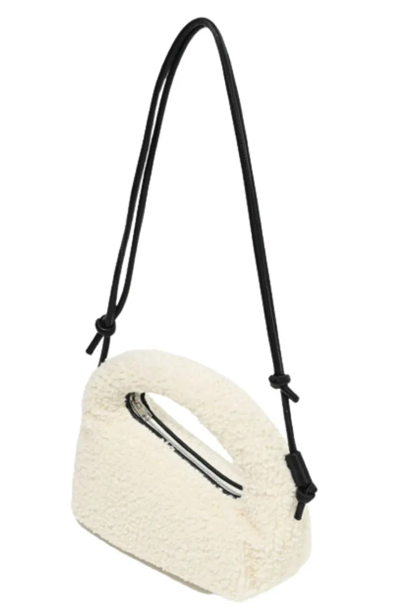 Ivory Shearling Bagel Bag