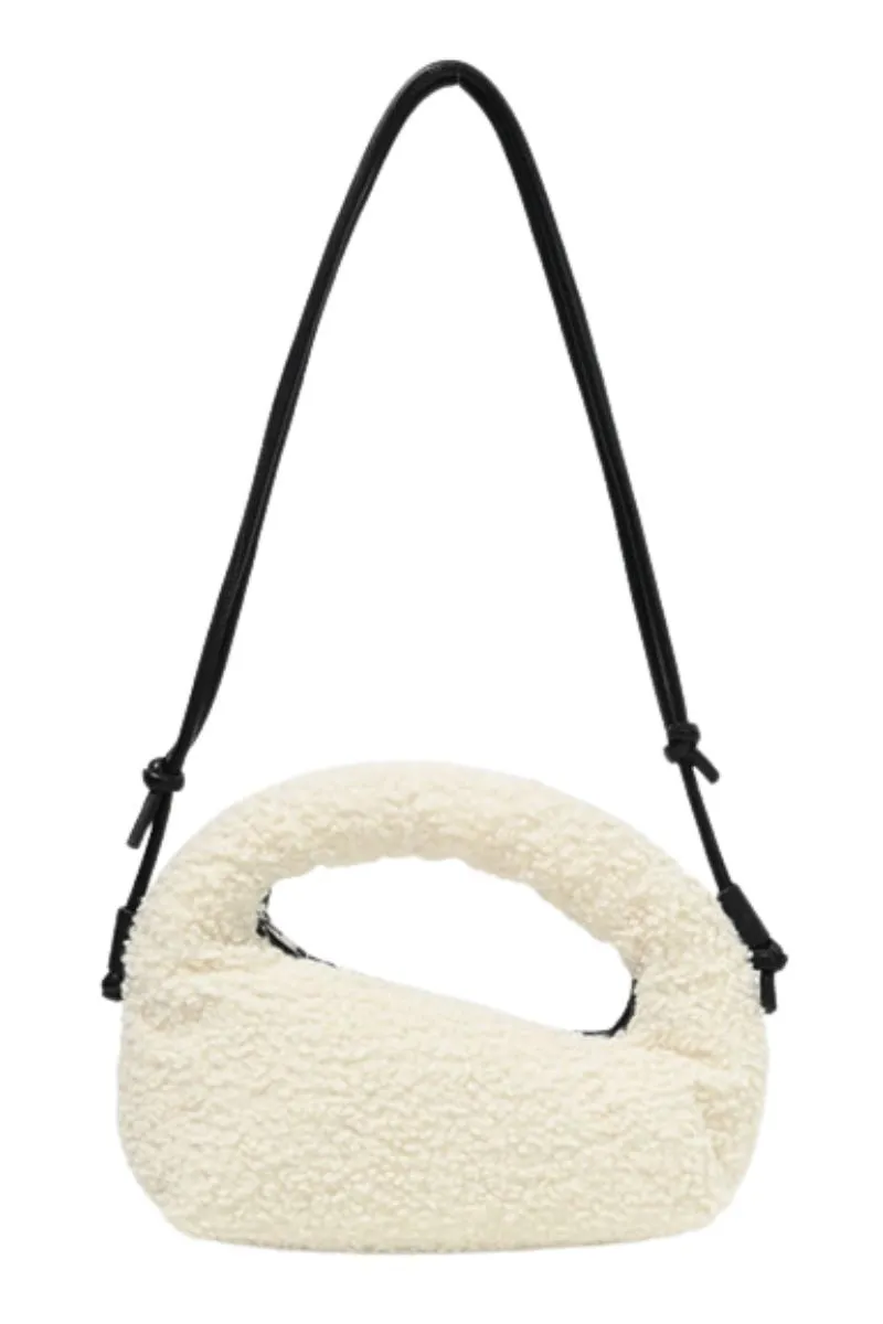 Ivory Shearling Bagel Bag