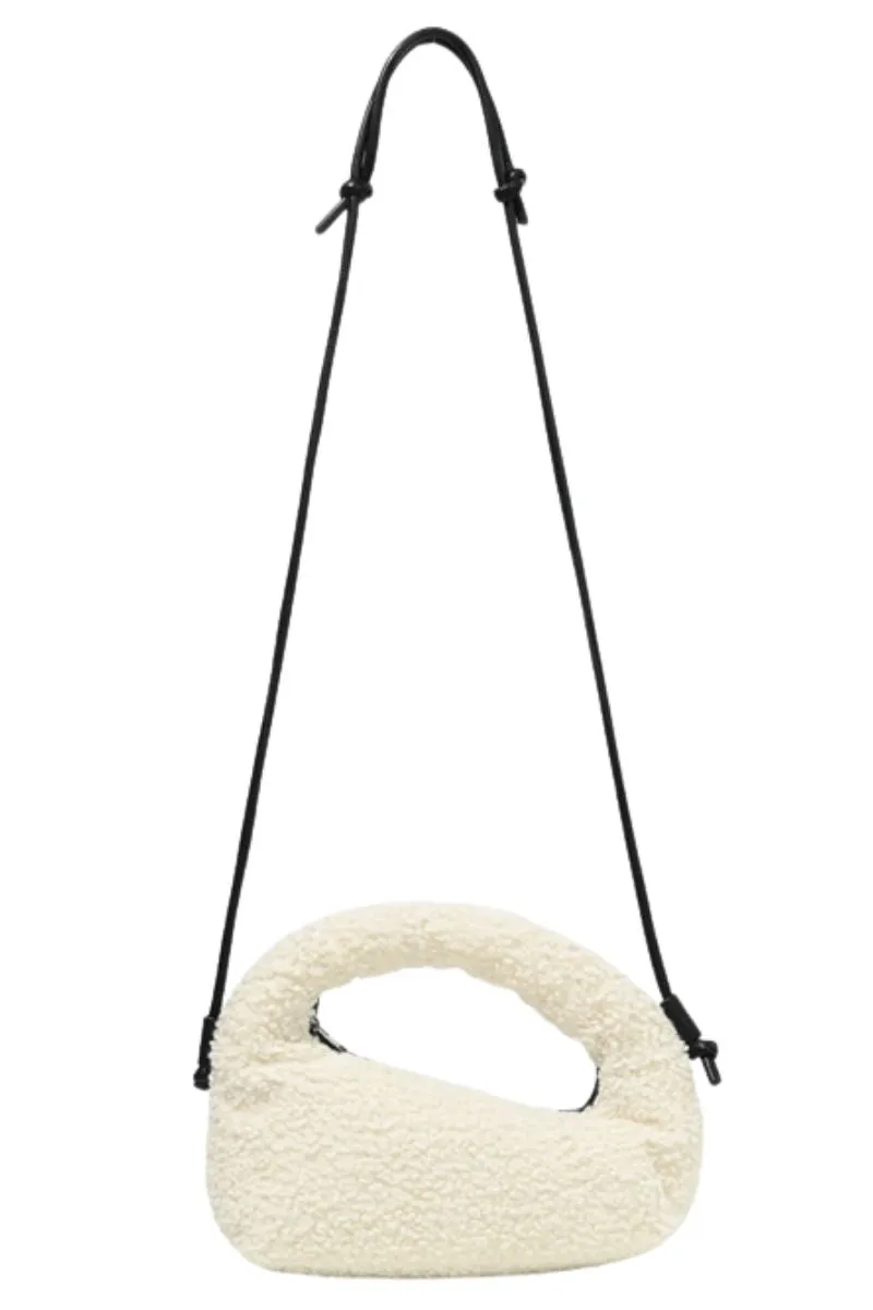 Ivory Shearling Bagel Bag