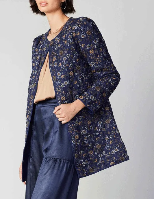 Lucille Quilted Navy Floral Jacket