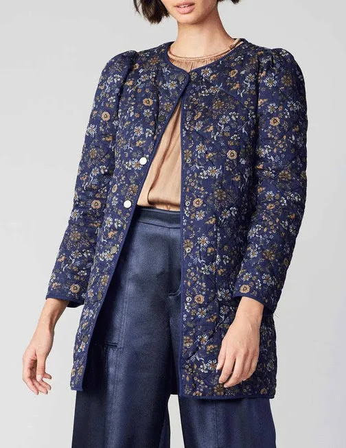 Lucille Quilted Navy Floral Jacket