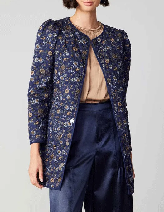 Lucille Quilted Navy Floral Jacket