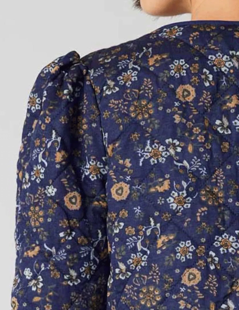 Lucille Quilted Navy Floral Jacket