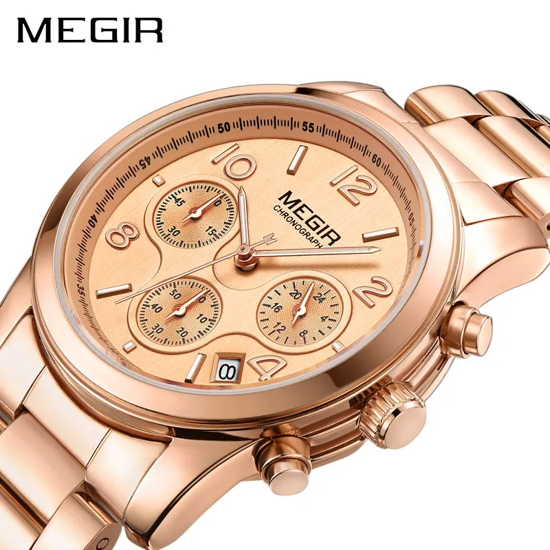 MEGIR Elegant Chronograph Women Watches Relogio Feminino Luxury Brand Ladies Sport Wrist Watch Clock Girl Lovers Wristwatches Hour xfcs