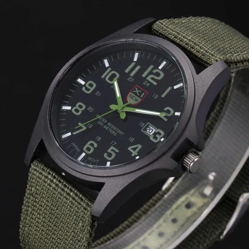 Men’s Military Leather Date Quartz Analog Army Casual Dress Wrist Watches