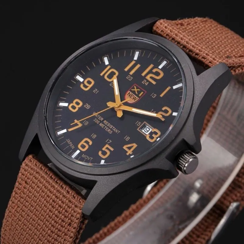 Men’s Military Leather Date Quartz Analog Army Casual Dress Wrist Watches