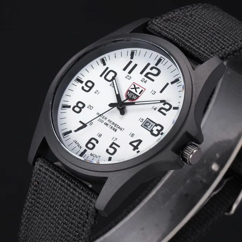 Men’s Military Leather Date Quartz Analog Army Casual Dress Wrist Watches