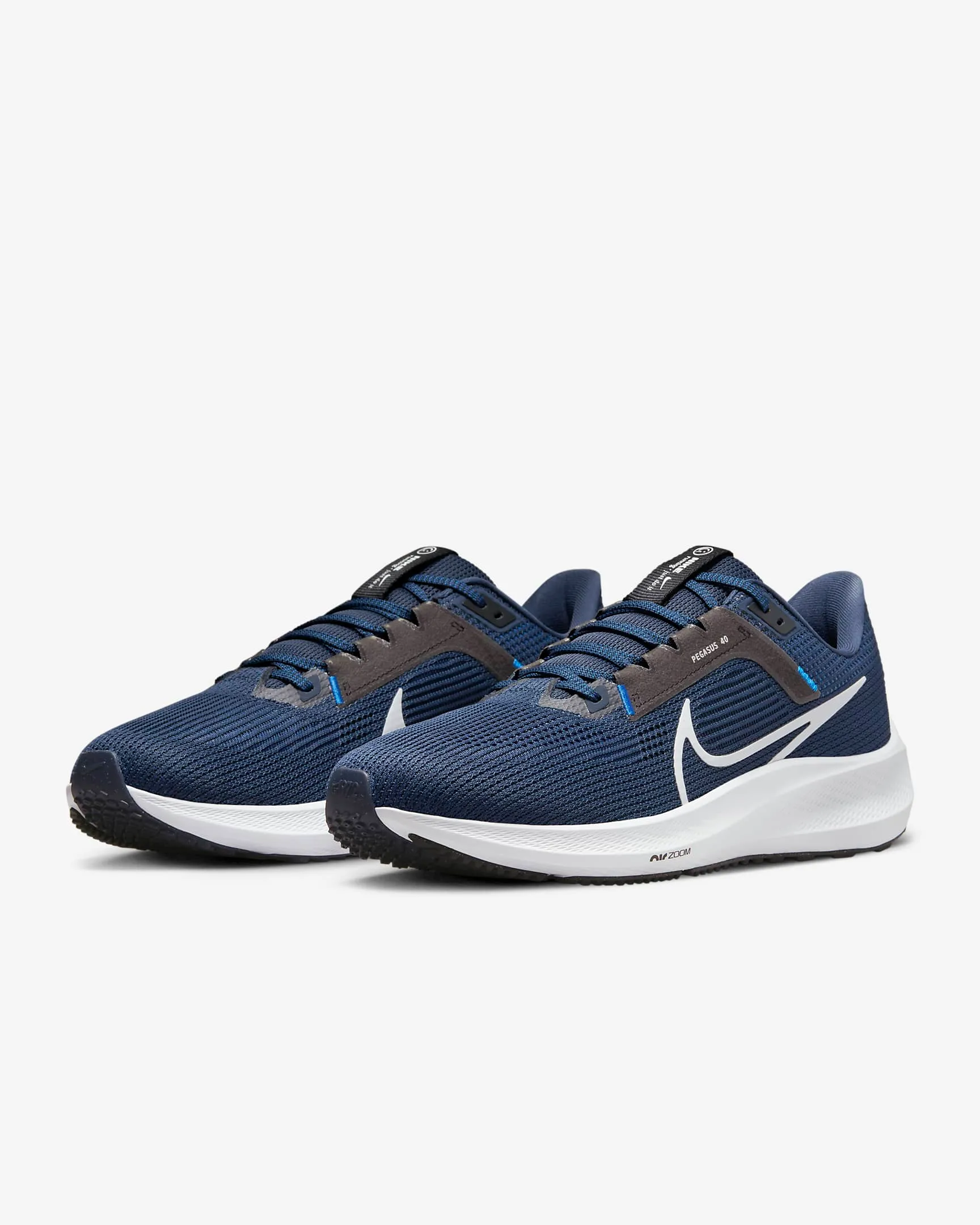 Nike Men's Pegasus 40 Shoes - Midnight Navy  /Black / Racer Blue / Pure Platinum